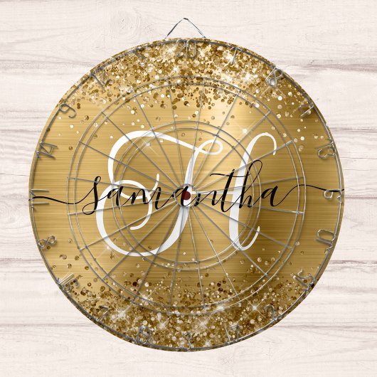 Cible De Fléchettes Monogramme Pailleté Or Glamour