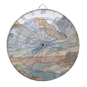 Cible De Fléchettes Montagnes Régions Waterline Art Imprimer