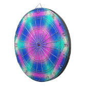 Cible De Fléchettes Mosaïque d'hexagone rose sur dégradé bleu (Devant droit)