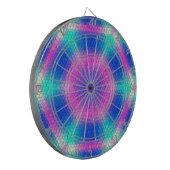 Cible De Fléchettes Mosaïque d'hexagone rose sur dégradé bleu (Devant gauche)