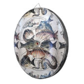 CIBLE DE FLÉCHETTES MOSAÏQUES ROMAINES ANTIQUES, POISSONS, ESPACE DE V (Devant droit)