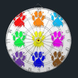 Cible De Fléchettes Motif à mâchoires pour chien d'encre<br><div class="desc">Un motif coloré d'empreintes de pattes de chien avec effet éclaboussure d'encre.</div>