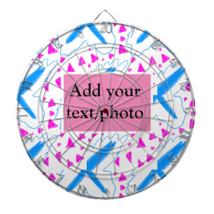 Cible De Fléchettes Motif aquarelle bleu rose ajoutez nom texte person