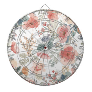 Cible De Fléchettes Motif aquarelle floral jardin corail rose