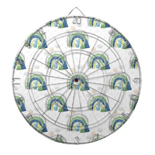 Cible De Fléchettes Motif arc-en-ciel aquarelle