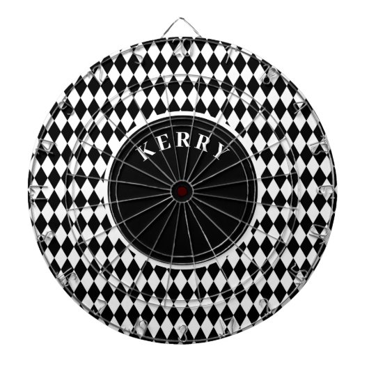 Cible De Fléchettes Motif Argyle Noir et Blanc (Devant)