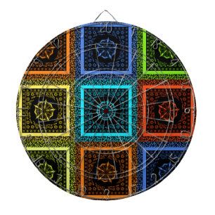 Cible De Fléchettes Motif artistique à carreaux multicolores charmant