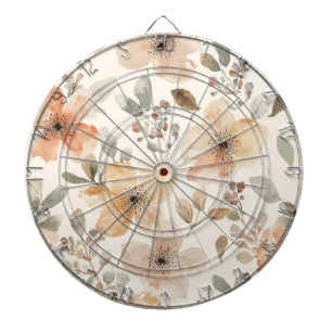 Cible De Fléchettes Motif botanique aquarelle floral pêche beige