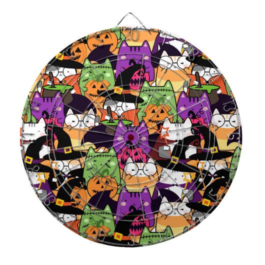 Cible De Fléchettes Motif de chats Halloween Kawaii (Devant)