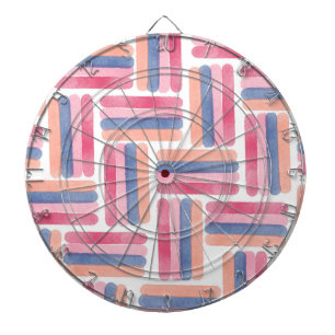 Cible De Fléchettes Motif de coups de pinceau à rayures aquarelle