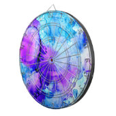 Cible De Fléchettes Motif de dégradé d'aquarelle violet et bleu (Devant droit)