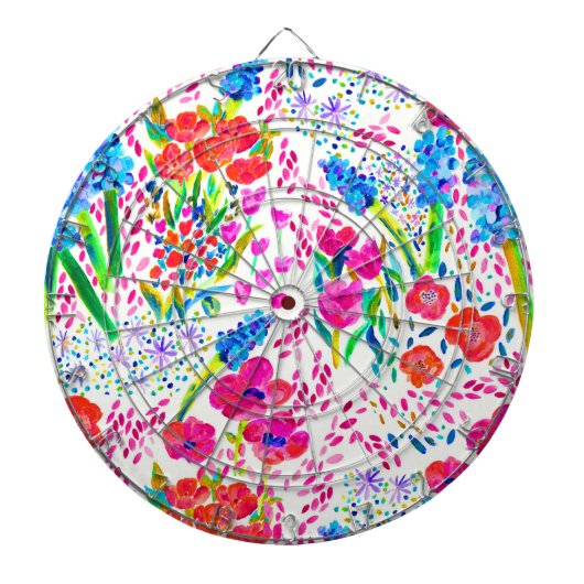 Cible De Fléchettes Motif de fleurs aquarelles colorées mignonnes (Devant)