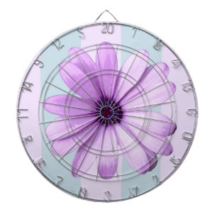 Cible De Fléchettes motif de marguerite rayée de bleu et de violet