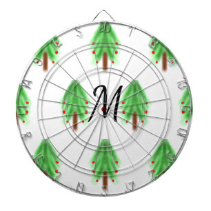 Cible De Fléchettes Motif de Noël à l'aquarelle simple avec monogramme