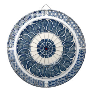 Cible De Fléchettes Motif de porcelaine antique chinoise bleu et blanc