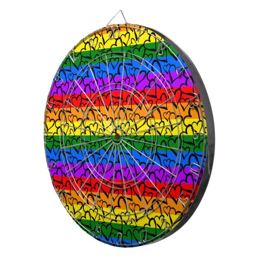 Cible De Fléchettes Motif du coeur arc-en-ciel (Devant droit)