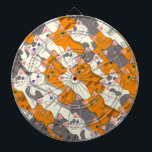 Cible De Fléchettes Motif en diagonale du chat noir blanc gingembre<br><div class="desc">Motif diagonal sans soudure avec chats blancs,  gingembre,  gris,  striés,  tabby et tachetés</div>