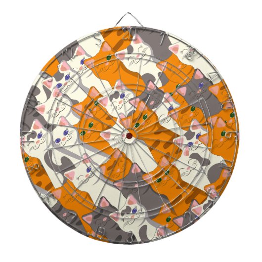 Cible De Fléchettes Motif en diagonale du chat noir blanc gingembre (Devant)