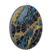 Cible De Fléchettes Motif en marbre bleu avec or (Devant gauche)