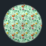 Cible De Fléchettes Motif floral avec fleurs roses colorées<br><div class="desc">Elégant motif sans couture avec motif floral en rouge jaune et rose fleurs sur fond vert</div>