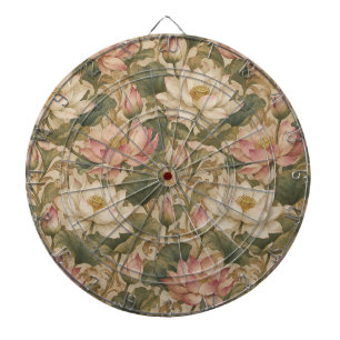 Cible De Fléchettes Motif floral botanique de lotus aquatique vintage
