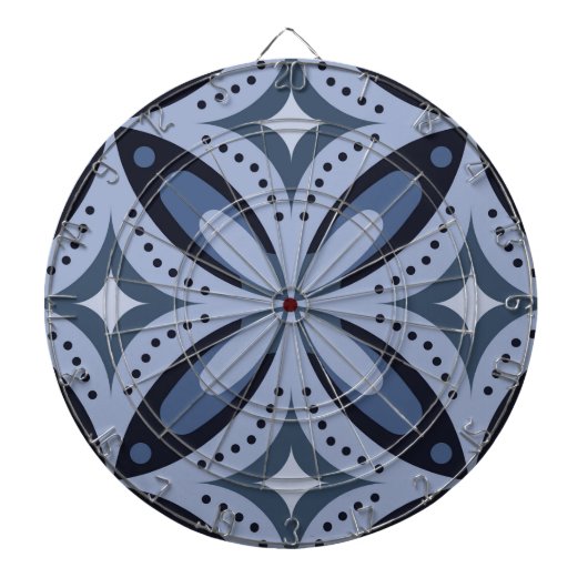 Cible De Fléchettes Motif géométrique bleu de style rétro (Devant)
