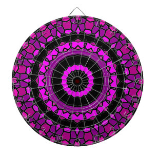 Cible De Fléchettes Motif kaléidoscope rose et noir