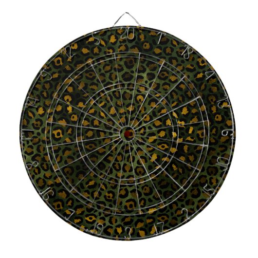 Cible De Fléchettes Motif léopard guépard vert jungle jaune (Devant)