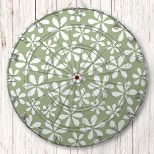 Cible De Fléchettes Motif moderne Sage vert et blanc Fleur simple