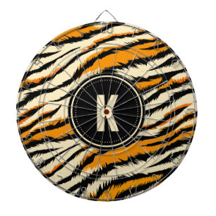 Cible De Fléchettes Motif monogramme rayures de tigre orange noir