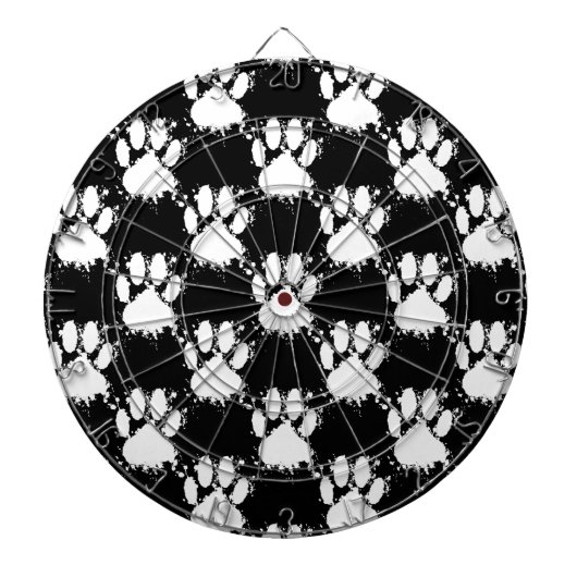 Cible De Fléchettes Motif Paw Chien Blanc Avec Paint Splatter (Devant)