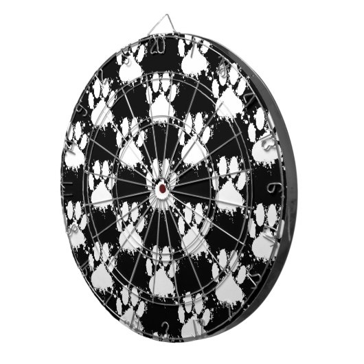 Cible De Fléchettes Motif Paw Chien Blanc Avec Paint Splatter (Devant droit)