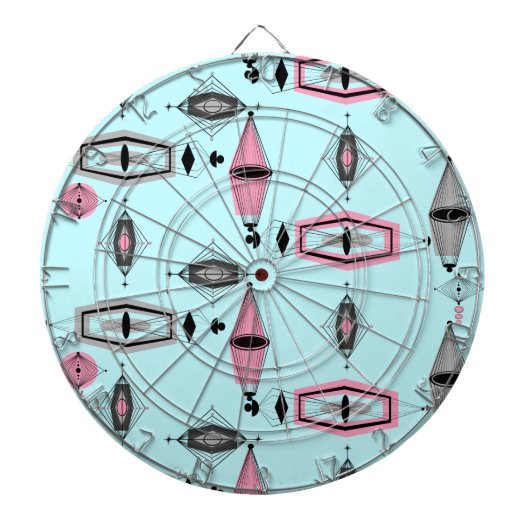 Cible de flechettes Motif rose et gris atomique (Devant)
