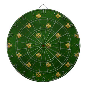 Cible De Fléchettes Motif vert d'or de trèfle