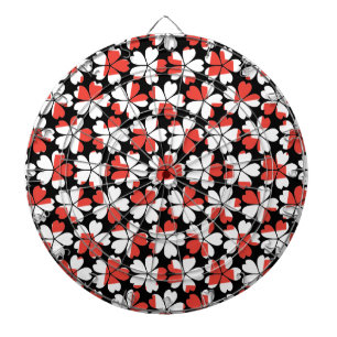 Cible De Fléchettes Motifs de fleurs blanches rouges mignons