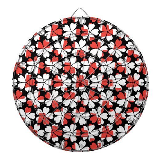 Cible De Fléchettes Motifs de fleurs blanches rouges mignons (Devant)