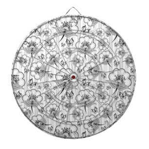 Cible De Fléchettes Motifs de fleurs sans couture noir blanc mignons