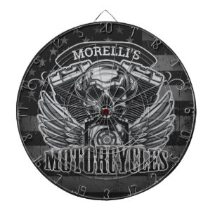 Cible De Fléchettes Motocyclette crâne américaine personnalisée