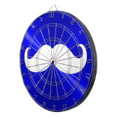 Cible De Fléchettes Moustache blanche amusante sur Arrière - plan bleu (Devant droit)