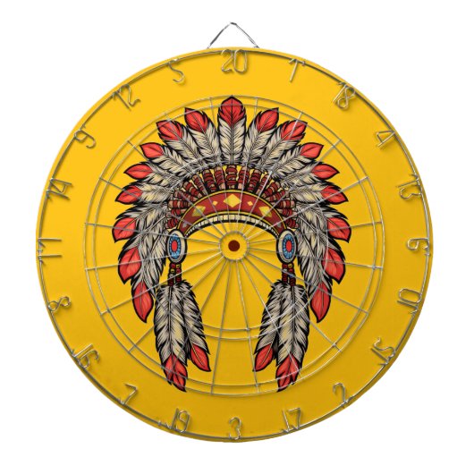 Cible De Fléchettes “Native Indian Chief Headdress” Dart Board (Devant)