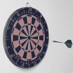 Cible De Fléchettes Navy Blue Rose Personnalisé Nom de famille Message<br><div class="desc">Un design classique de tableau de fléchettes avec alternance triangles bleu marine et rose poussiéreux (rose). Au-dessus et au-dessous,  il y a le nom et un message sous forme de texte voûté,  en casquette.</div>
