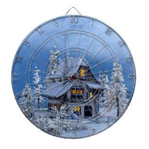 Cible De Fléchettes Neige de Noël sur Maison de pain d'épices
