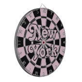 Cible De Fléchettes NEW YORK Rétro Moderne Rose Clair et Noir (Devant gauche)