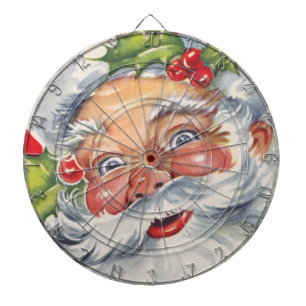 Cible De Fléchettes Noël vintage, joyeux Père Noël avec son chapeau