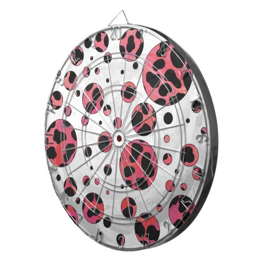 Cible De Fléchettes Noir dalmate et rouge avec Pois (Devant droit)