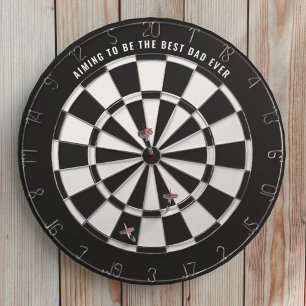 Cible De Fléchettes Noir et blanc Meilleur Papa Jamais Dartboard