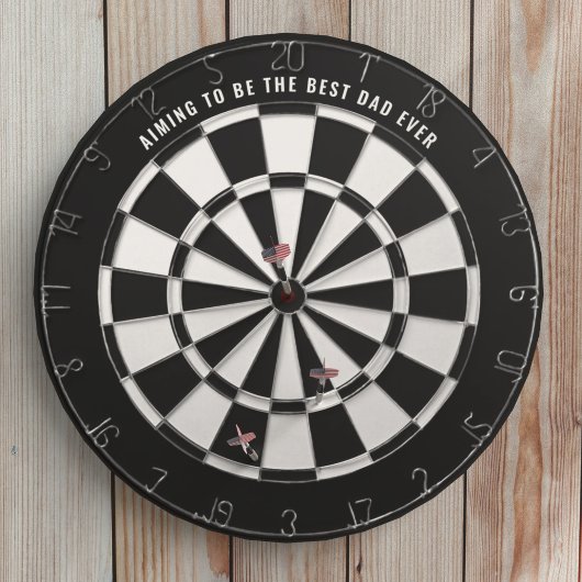 Cible De Fléchettes Noir et blanc Meilleur Papa Jamais Dartboard