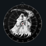 Cible de flechettes noire et blanche de faucheuse<br><div class="desc">Cible de flechettes noire et blanche de faucheuse</div>