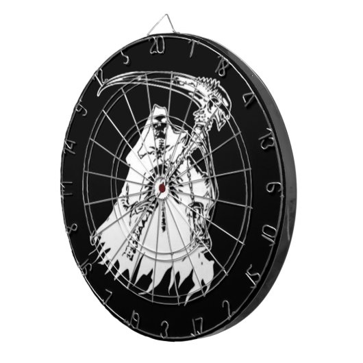 Cible de flechettes noire et blanche de faucheuse (Devant droit)