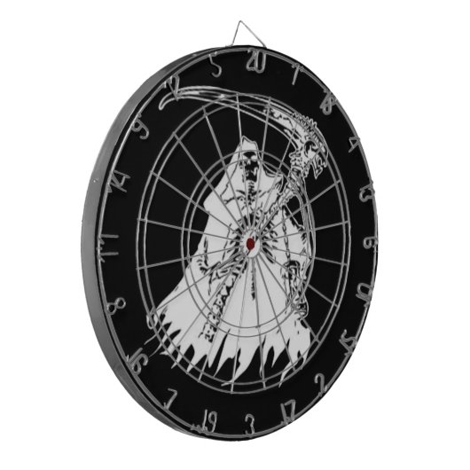 Cible de flechettes noire et blanche de faucheuse (Devant gauche)